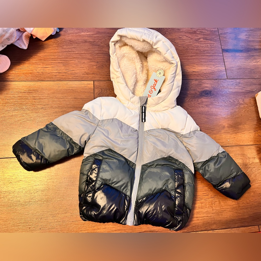 Cat & Jack Cream and Gray Outerwear